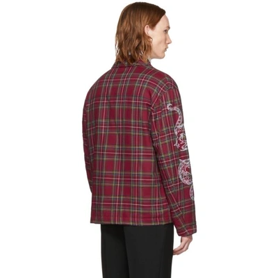 Shop Stella Mccartney Red Embroidered Plaid Jacket