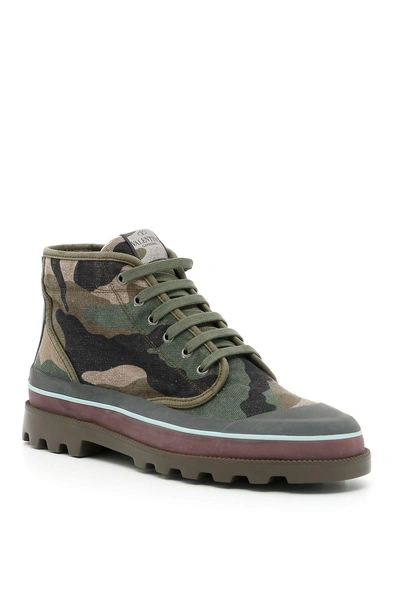 Shop Valentino High Top Sneakers In A.green-brush Woodbeige