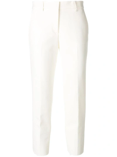 Shop Msgm Cropped Straight Leg Trousers - White