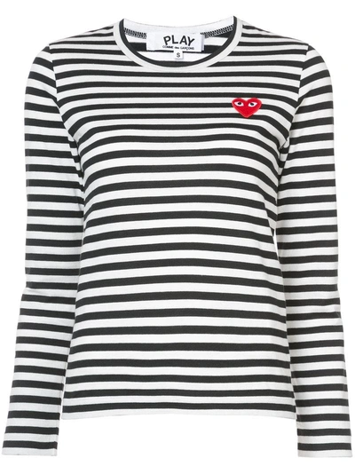 Shop Comme Des Garçons Play Striped Logo T-shirt