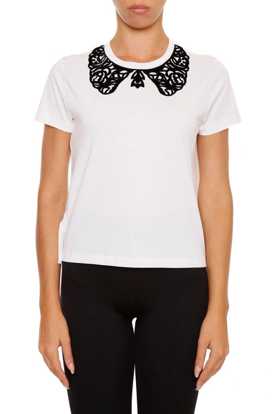Shop Red Valentino Flock Print Jersey T-shirt In Biancobianco