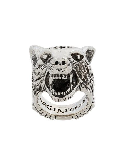 Gucci Angry Forest Men's Wolf Head Sterling Silver Necklace In Black, ModeSens