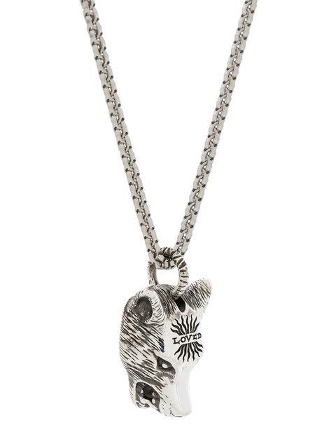 Gucci Anger Forest Wolf Head Necklace In Metallic | ModeSens