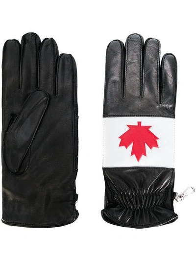 Shop Dsquared2 Maple Leaf Gloves - Black