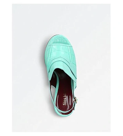 Shop Sies Marjan Ellie Crocodile-embossed Leather Sandals In Pale Green