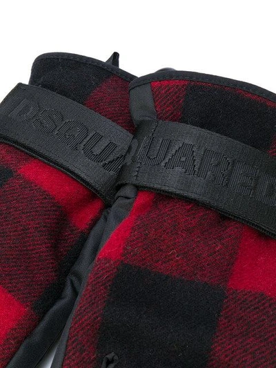 Shop Dsquared2 Padded Checked Gloves In Black
