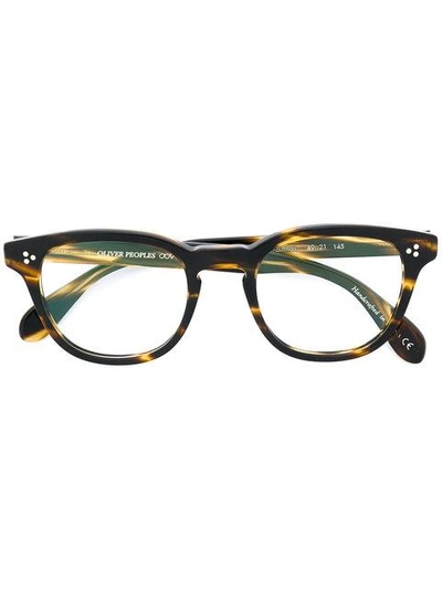 Shop Oliver Peoples Kauffman Round Frame Glasses In Brown