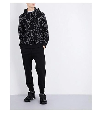 Shop Neil Barrett Face-print Cotton-jersey Hoody In Black