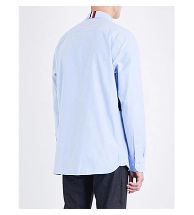 Shop Tommy Hilfiger Hilfiger Editions Regular-fit Flag Logo Cotton Oxford Shirt In Shirt Blue / Multi