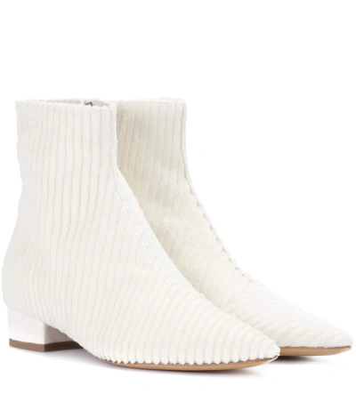 Shop Ellery Chelsea Velvet Ankle Boots In White