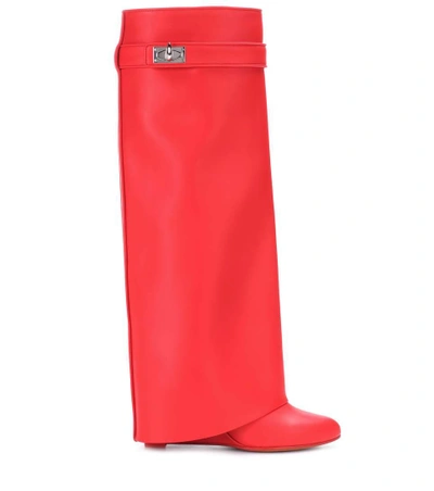 Givenchy Red Shark Lock 90 Knee Boots | ModeSens
