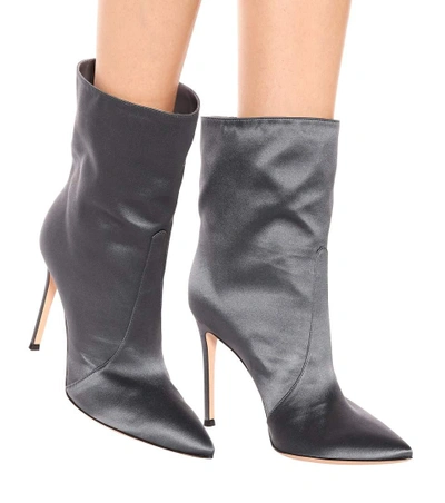 Shop Gianvito Rossi Exclusive To Mytheresa.com - Melanie Satin Ankle Boots In Grey