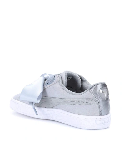 Shop Puma Basket Heart Suede Sneakers In Grey