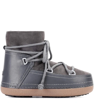 Shop Inuikii Classic Low Leather Boots In Grey