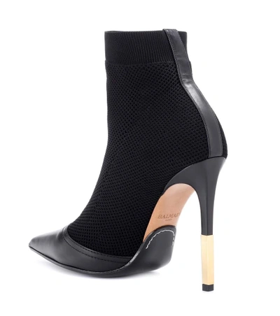 Shop Balmain Aurore Leather-trimmed Ankle Boots In Black