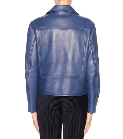 Shop Acne Studios Lotta Leather Jacket In Oceae Llue