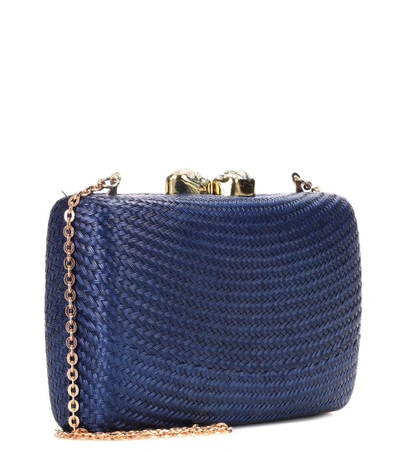 Shop Kayu Jen Straw Clutch In Blue