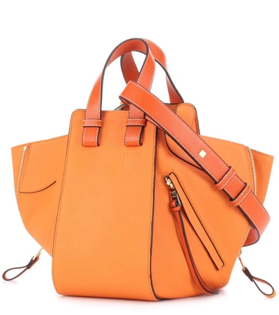 Shop Loewe Hammock Leather Shoulder Bag In Apricot