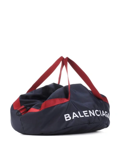 Shop Balenciaga Embroidered Canvas Bag In Blue