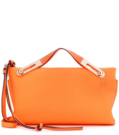 Shop Loewe Missy Small Leather Clutch In Apricot