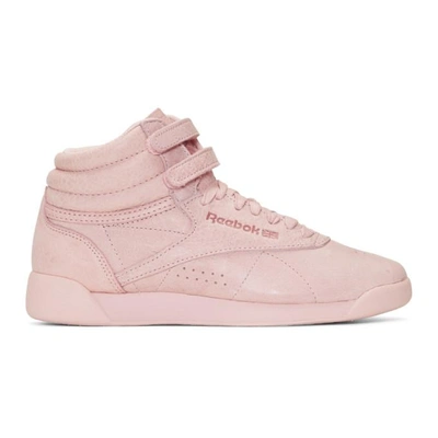 Reebok Freestyle Nubuck High Top Trainers In Pink | ModeSens