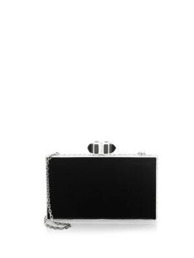 Shop Judith Leiber Coffered Rectangular Clutch In Silver-ruby