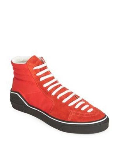 Shop Givenchy Mid-top Suede Sneakers In Red Black