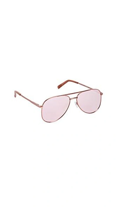 Shop Le Specs Kingdom Aviator Sunglasses In Matte Rose/peach Revo