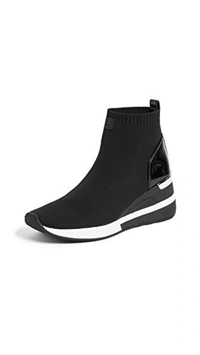 Shop Michael Michael Kors Skyler Stretch Sneaker Booties In Black