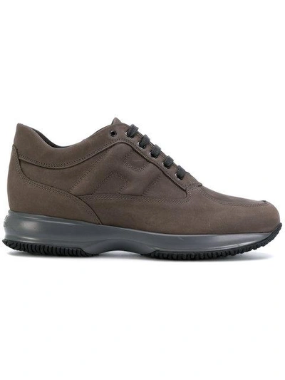 Shop Hogan Panelled Sneakers In Brown