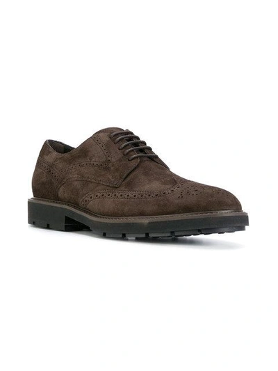 Shop Tod's Brogue Detail Derby Shoes - Brown