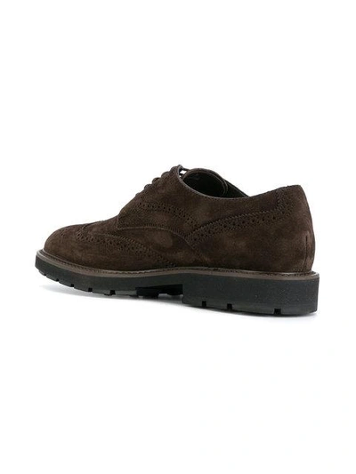 Shop Tod's Brogue Detail Derby Shoes - Brown