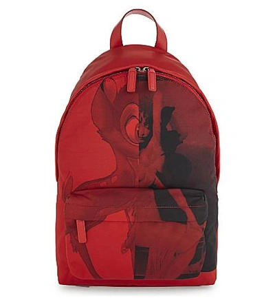 Shop Givenchy Bambi Print Canvas Backpack In Red