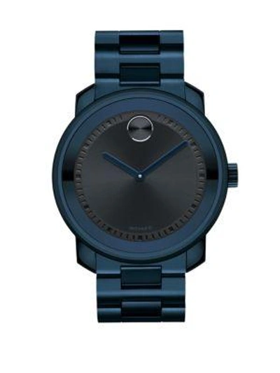 Shop Movado Bold Stainless Steel Watch In Dark Blue