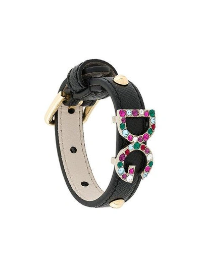 Shop Dolce & Gabbana Dg Crystal Detail Bracelet In Black
