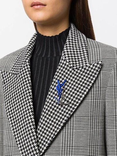 Shop Saint Laurent Monogram Deconstructed Brooch In Blue