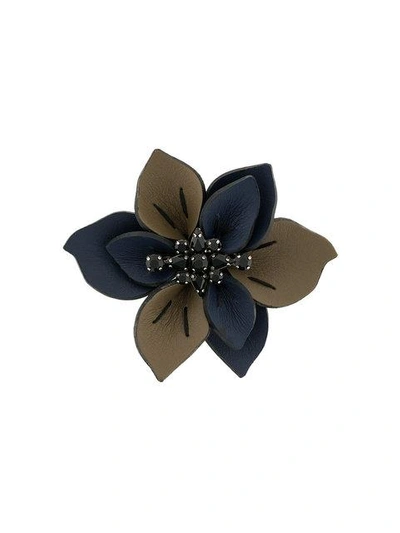 Shop Marni Flower Brooch In Blue
