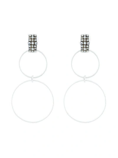 Shop Dannijo Dido Double Hoop Swarovski Crystal Earrings In Metallic