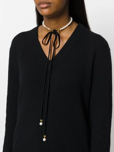 Shop Magda Butrym Pearl And Ribbon Necklace - Black