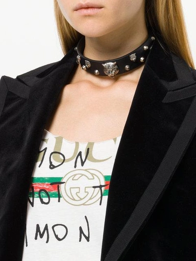 Shop Gucci Choker Mit Felinekopf In Black