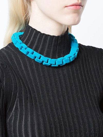 Shop Wanda Nylon Flocked Chain Choker Necklace - Blue