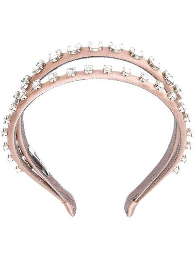 Shop Miu Miu Crystal-embellished Double Headband