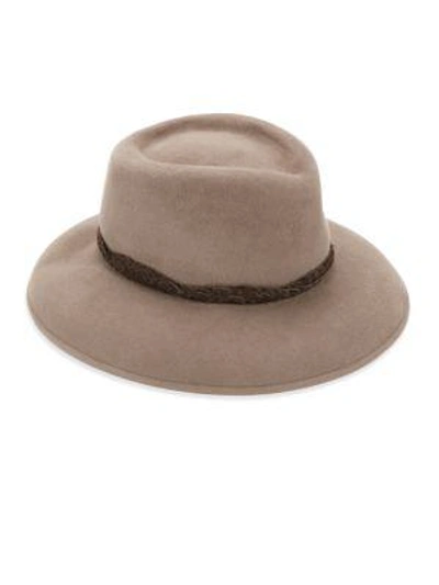 Shop Eric Javits Anette Rabbit Fur Felt & Leather Fedora In Taupe