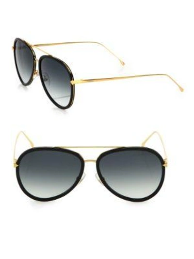 Shop Fendi 57mm Aviator Sunglasses In Gold Grey