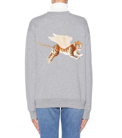 Shop Gucci Printed Cotton Sweatshirt In Grey