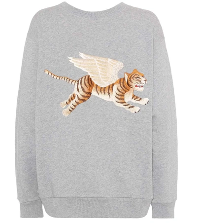 Shop Gucci Printed Cotton Sweatshirt In Grey