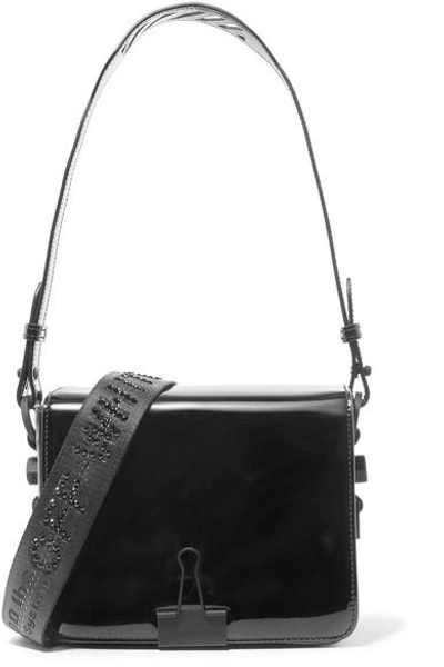 Shop Off-white Embellished Patent-leather Shoulder Bag In Black