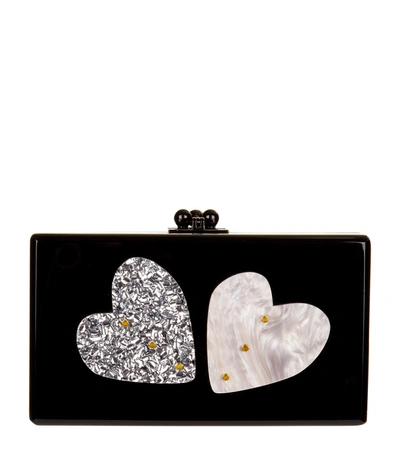 Shop Edie Parker Jean Double Heart Clutch In Black