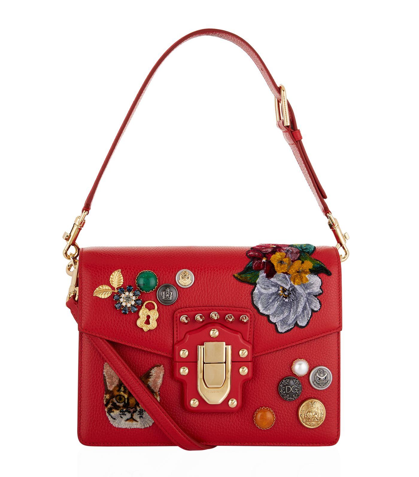Dolce & Gabbana Lucia Patch Shoulder Bag In Red | ModeSens