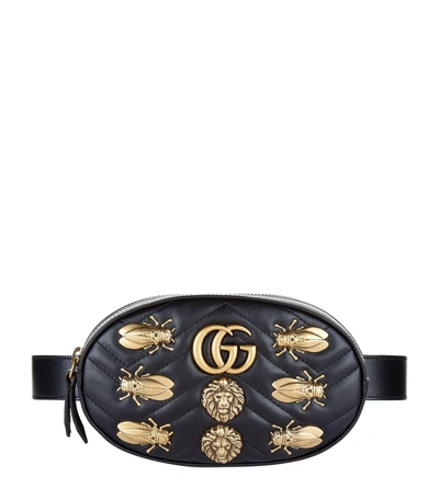 Shop Gucci Embellished Marmont Belt Bag In Black